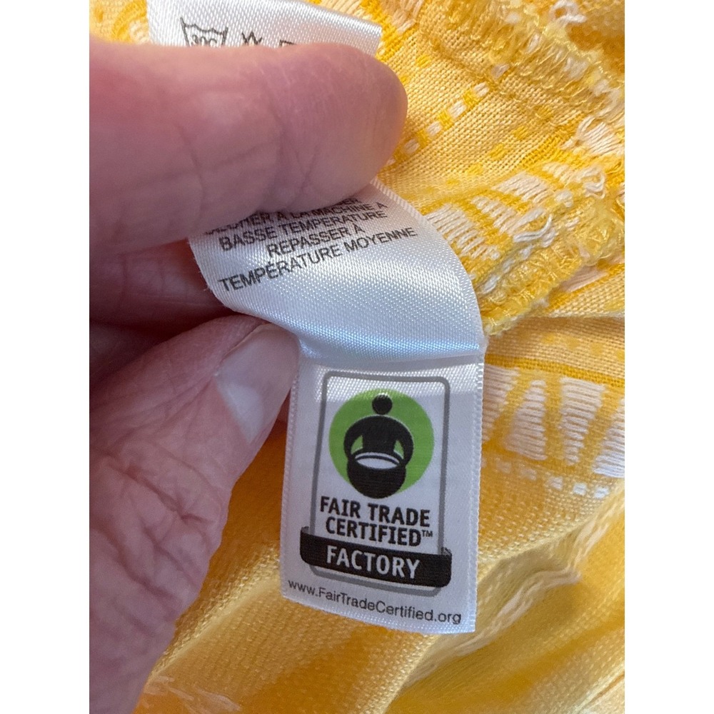 NWTs Baby Doll Organic Cotton Embroidered Tiered Mini Dress Yellow Boho V-Neck S - Picture 5 of 14
